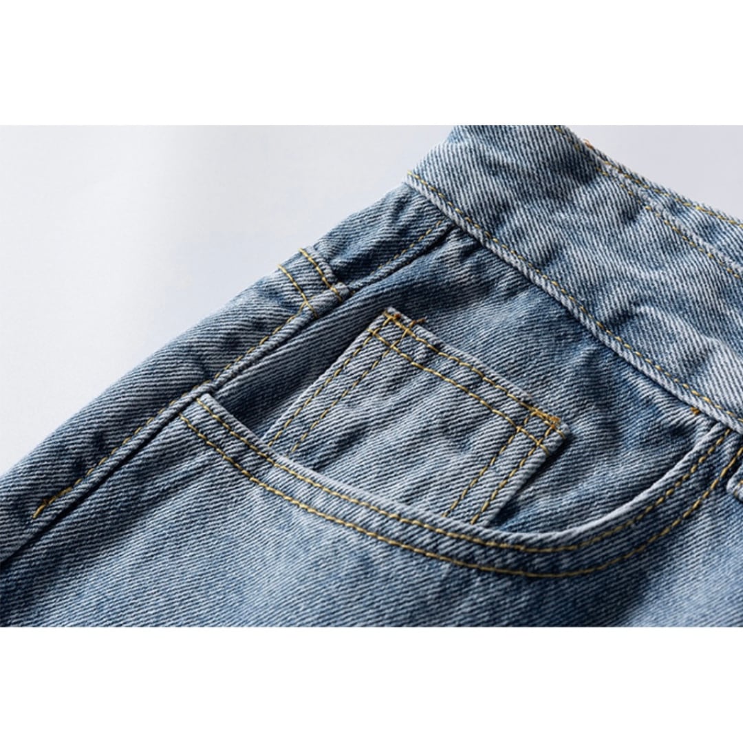 USEDウォッシュ デニム ワイドパンツ C195