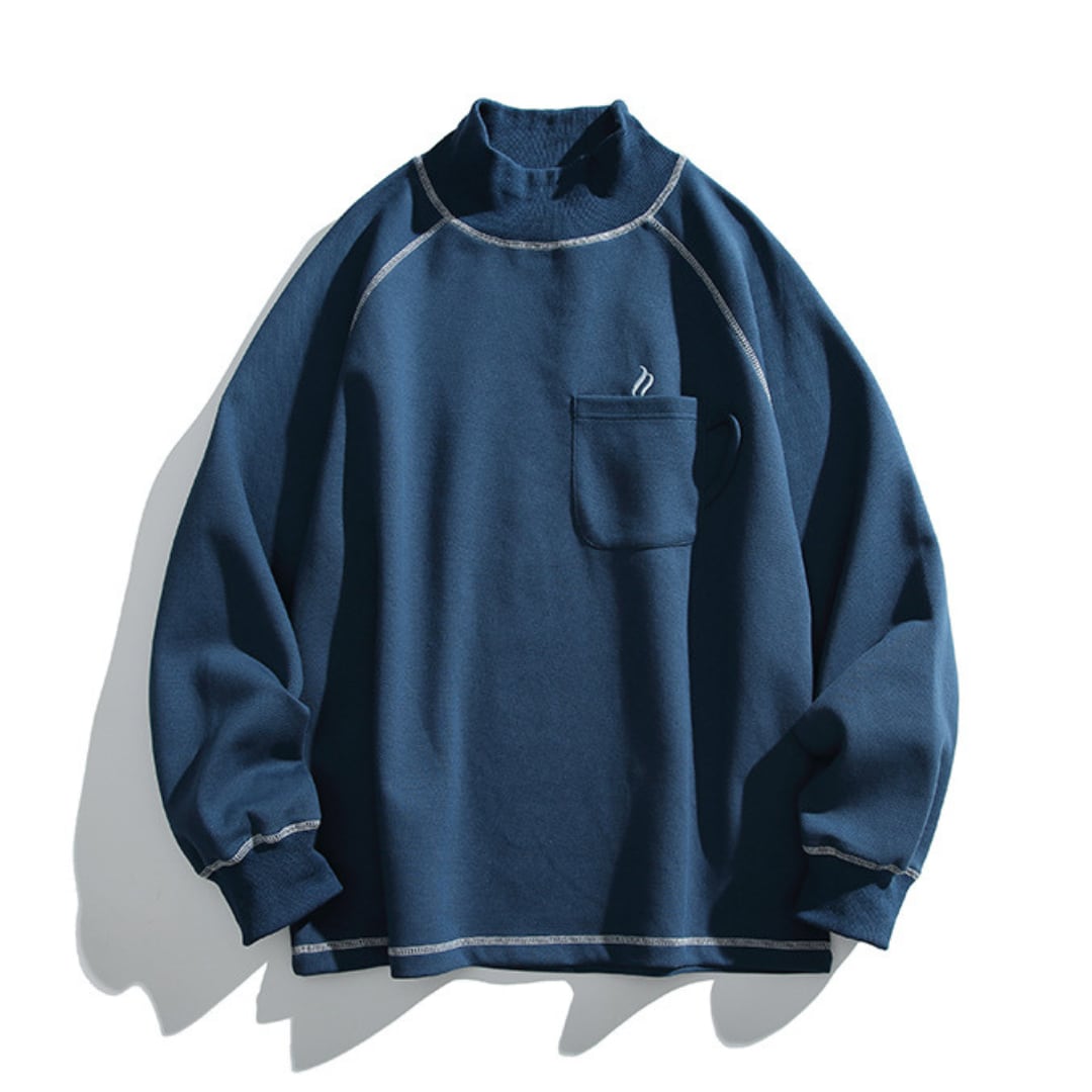 ヘビーウェイト ステッチ ハイネック長袖Tシャツ B933