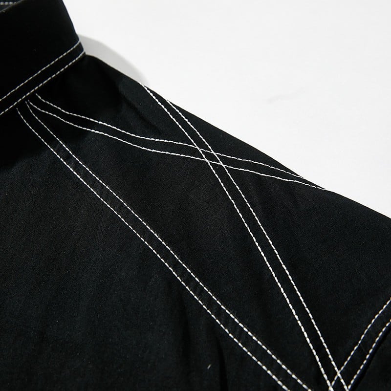 ステッチ デザイン 長袖シャツ B048