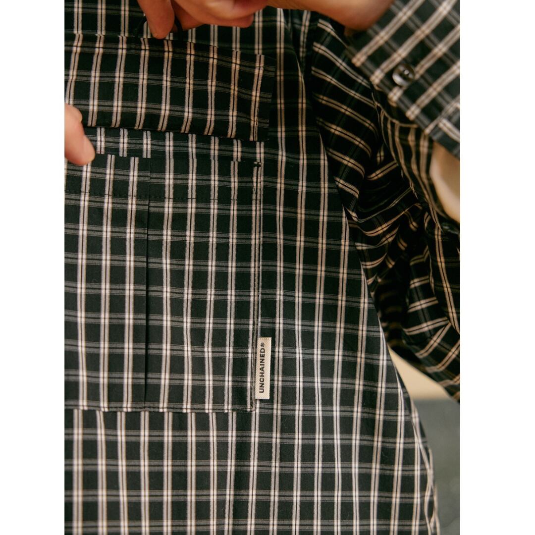 City check flap pocket shirt C209