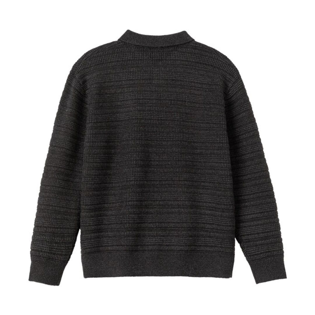 Jacquard knit shirt cardigan C040