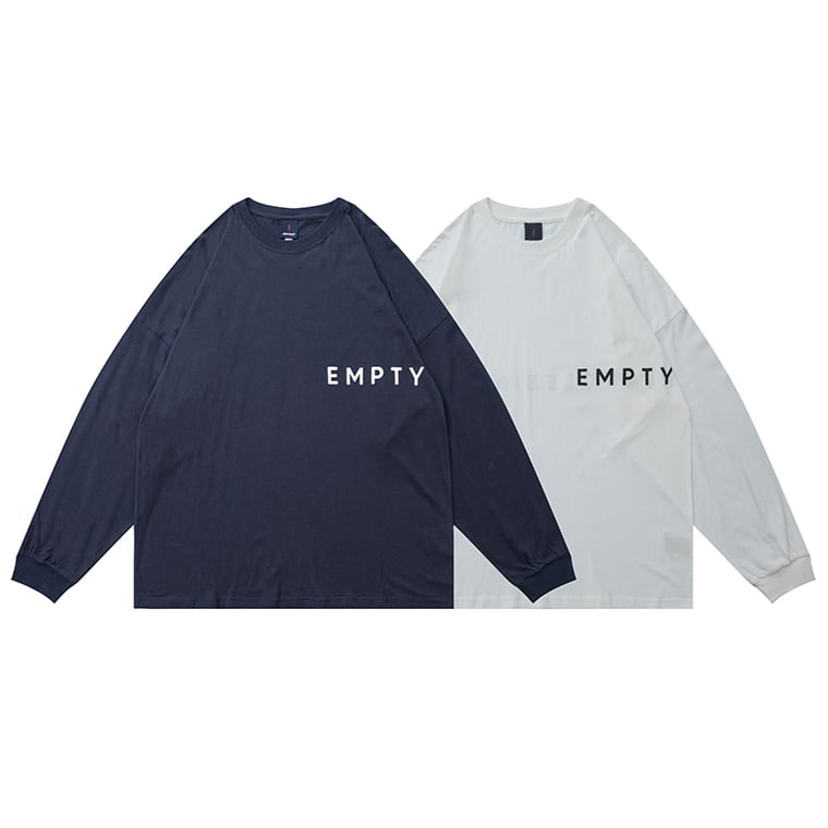 両面ロゴプリント コットン長袖Tシャツ B526