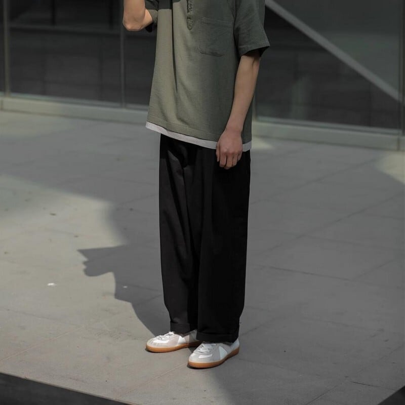 ロングタック ワイドチノパンツ B212