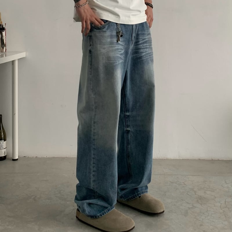 ウォッシュド ストレートデニムパンツ B603