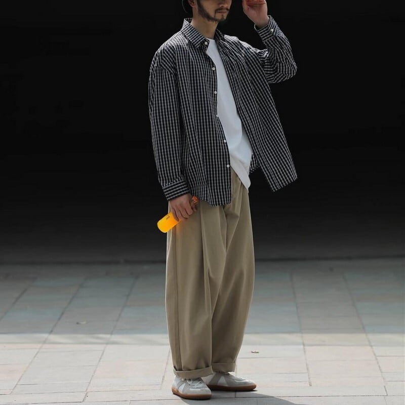 ロングタック ワイドチノパンツ B212