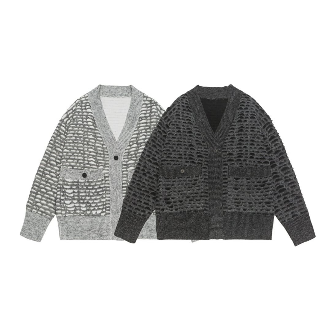 Jacquard knit cardigan C043