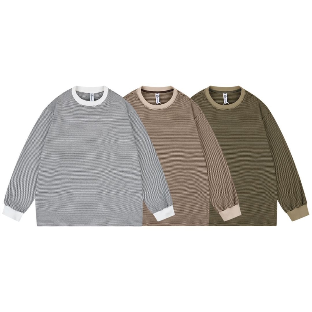 ミジンボーダー クルーネック長袖Tシャツ B956