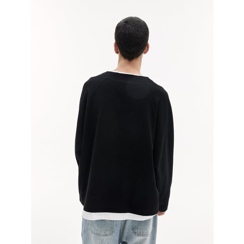 ワッフル ヘンリーネック 長袖Tシャツ B515