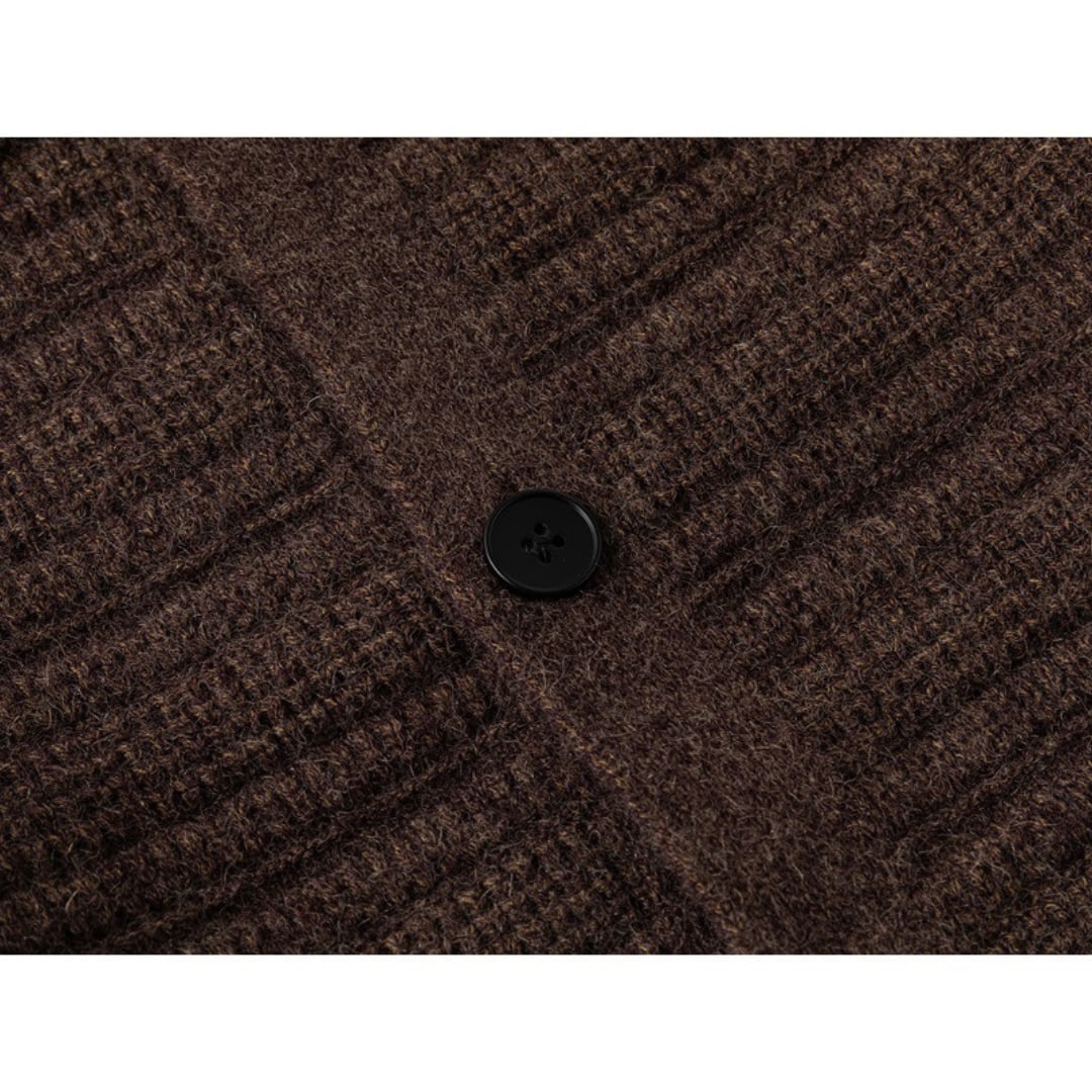 Jacquard knit shirt cardigan C040