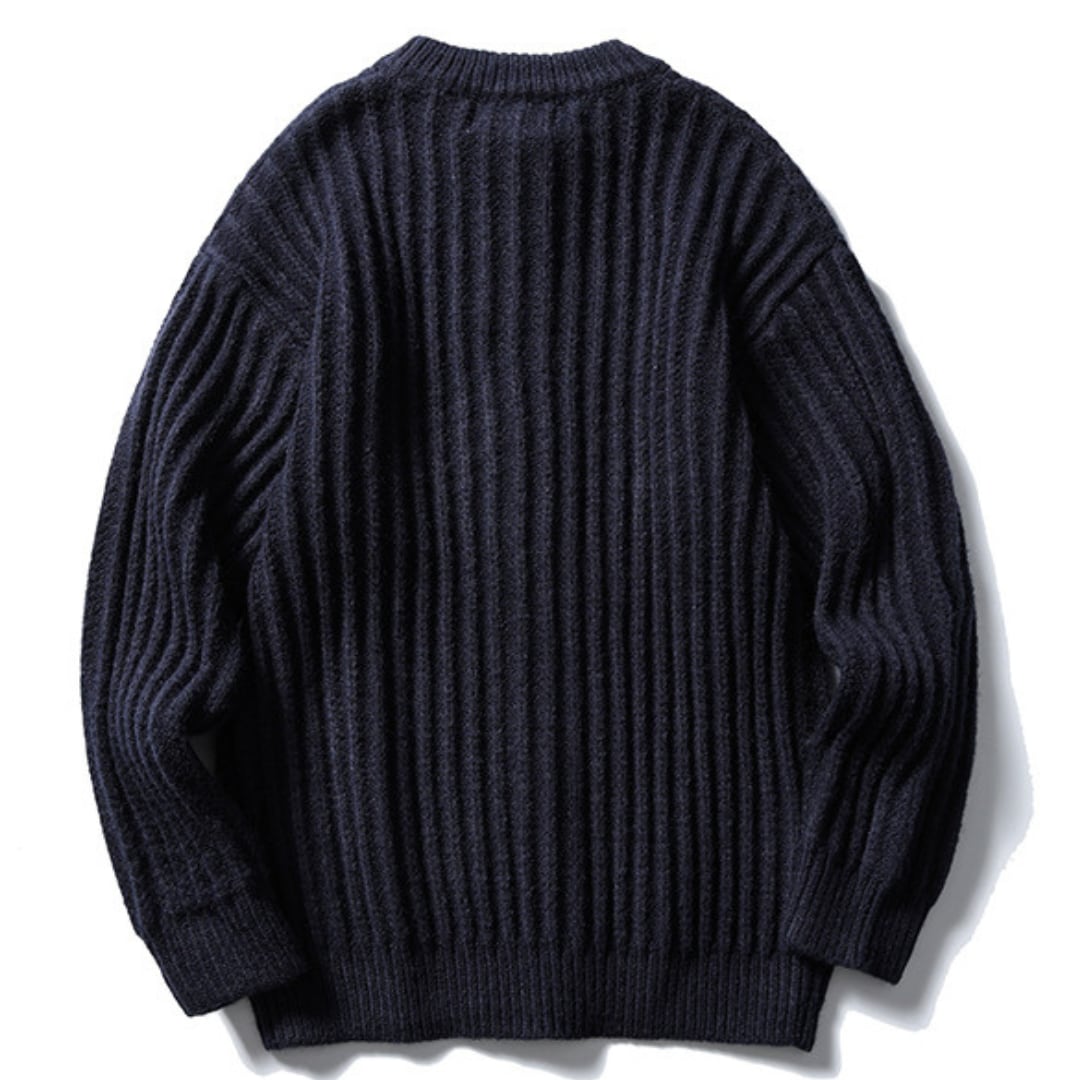 Ribbed crew neck cardigan B845