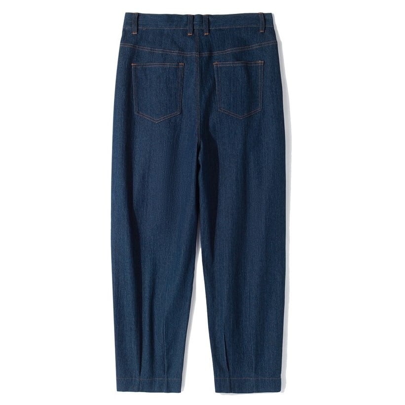 Drape tuck wide denim pants B326