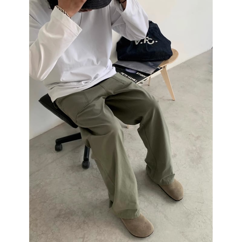 ウォッシュド ストレートブッシュパンツ B607