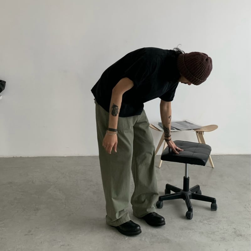 ウォッシュド ストレートブッシュパンツ B607