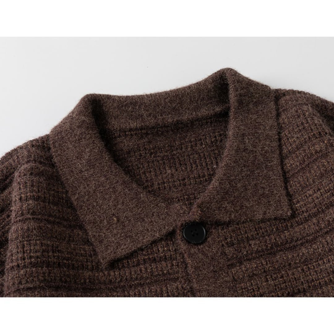 Jacquard knit shirt cardigan C040
