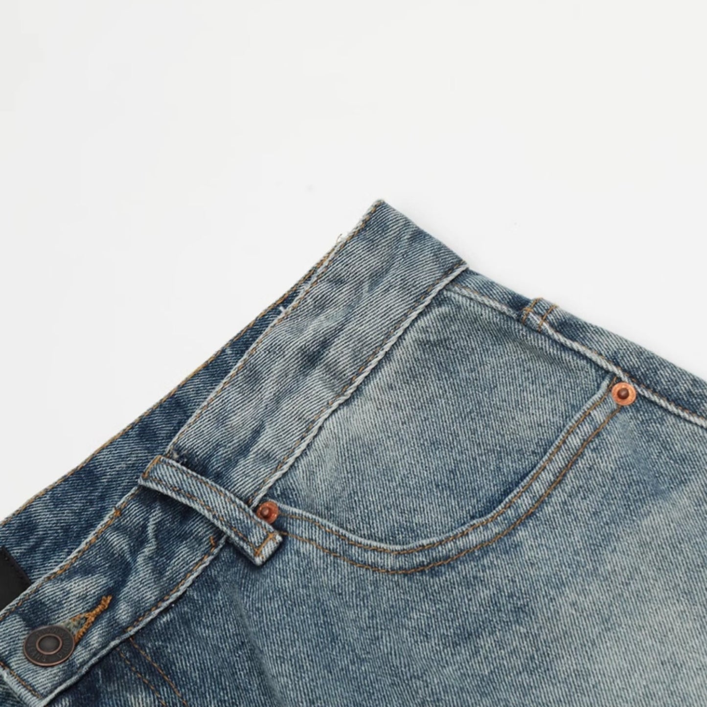 Washed vintage wide denim pants B601