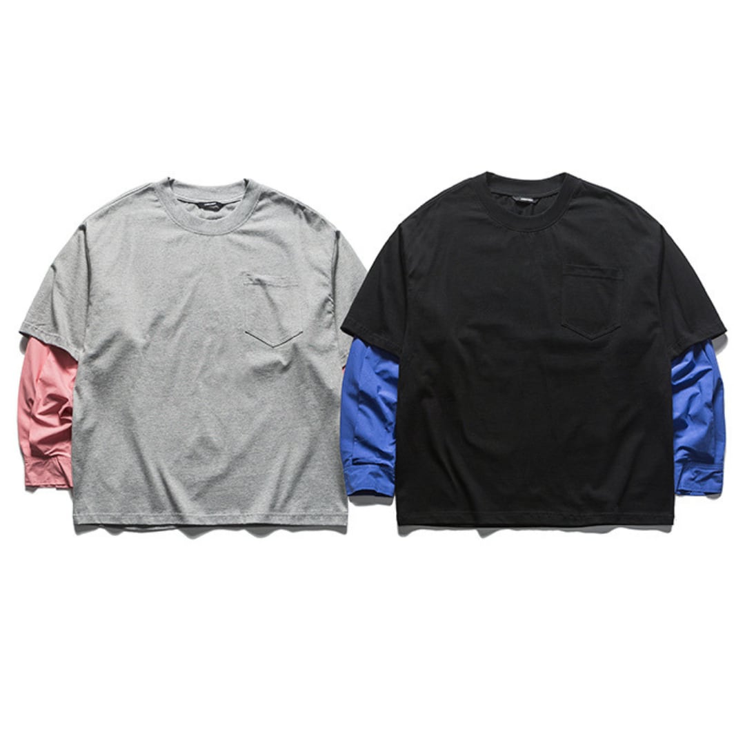 フェイクレイヤード バイカラーTシャツ B848