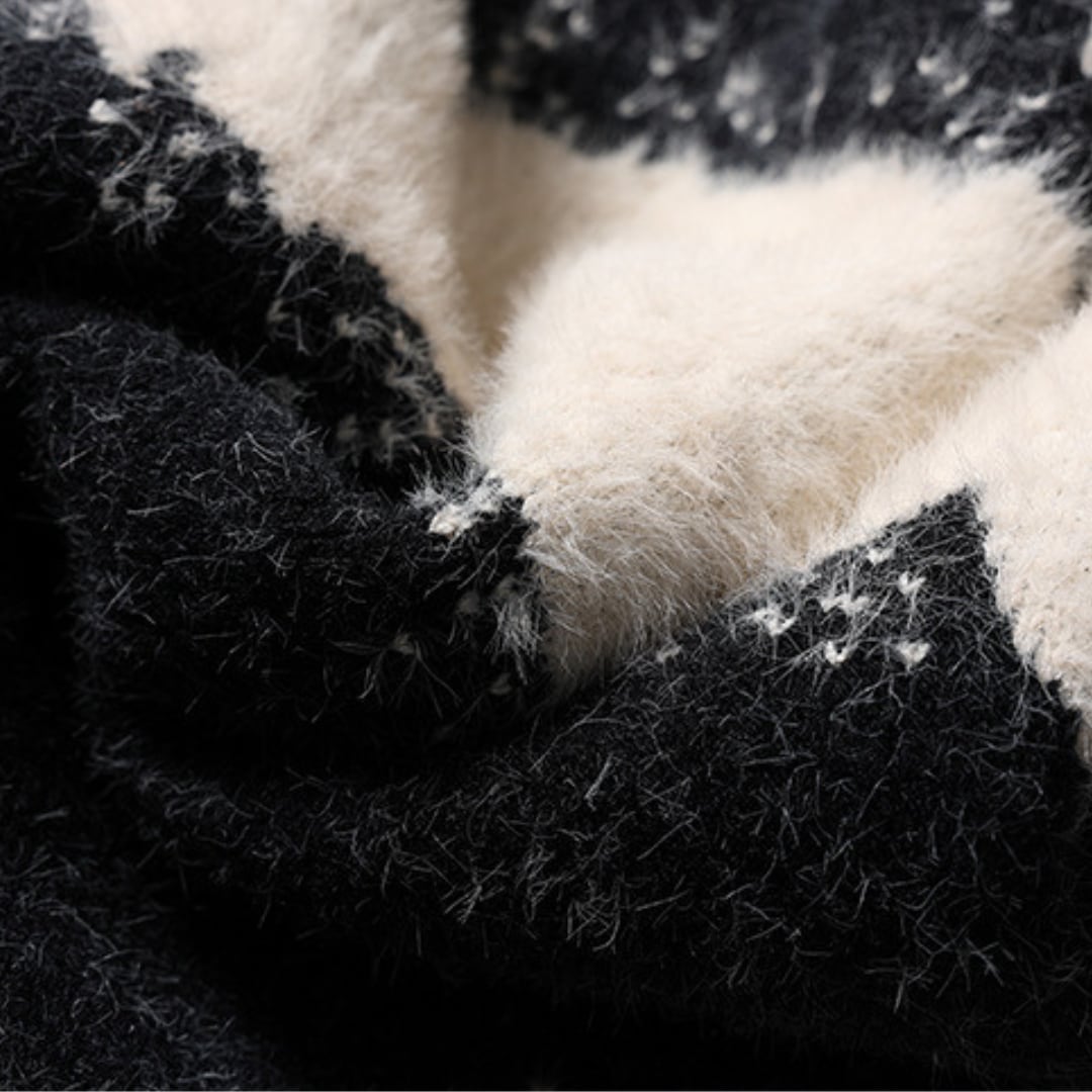 Shaggy knit paint-like cardigan C034
