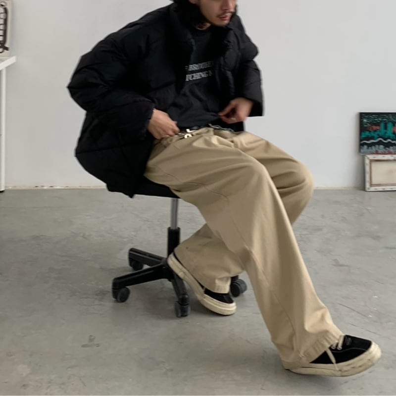 ウォッシュド ストレートワイドパンツ B604