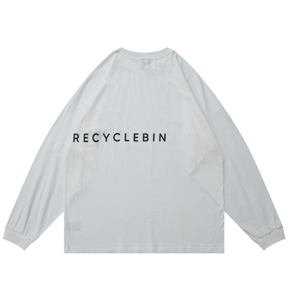 両面ロゴプリント コットン長袖Tシャツ B526