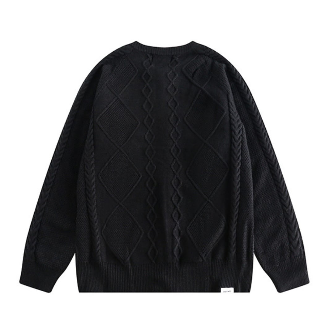 Cable knit crew cardigan B921