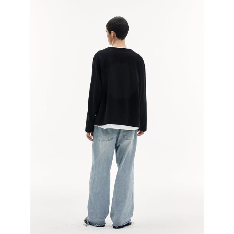ワッフル　 ヘンリーネック　長袖Tシャツ　B515