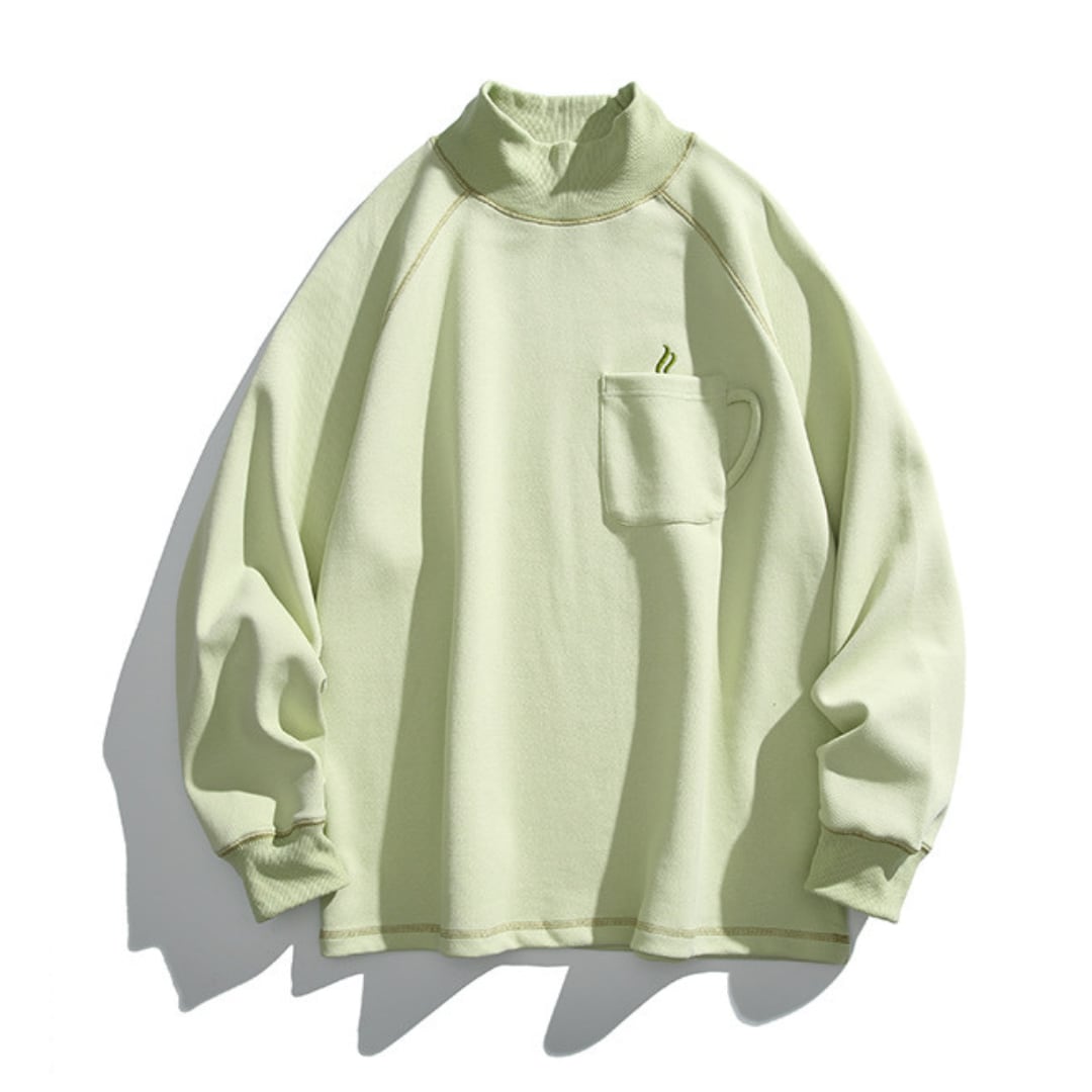 ヘビーウェイト　ステッチ　ハイネック長袖Ｔシャツ　B933