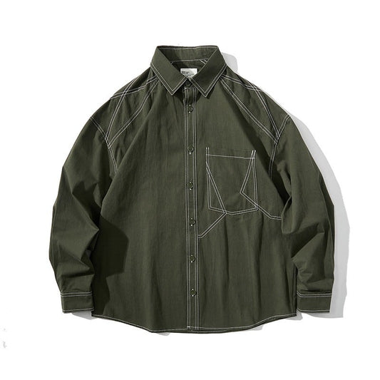 ステッチ デザイン 長袖シャツ　B048