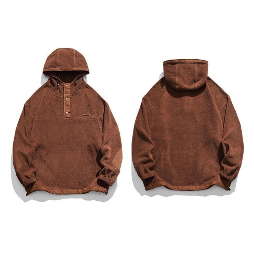 Half button fleece hooded pullover C245