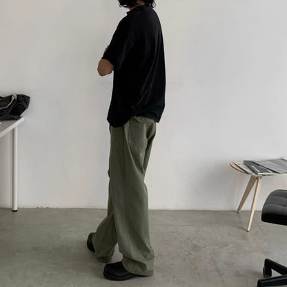 ウォッシュド　ストレートブッシュパンツ　B607