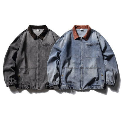 コーデュロイカラー　デニムZIPジャケット B659