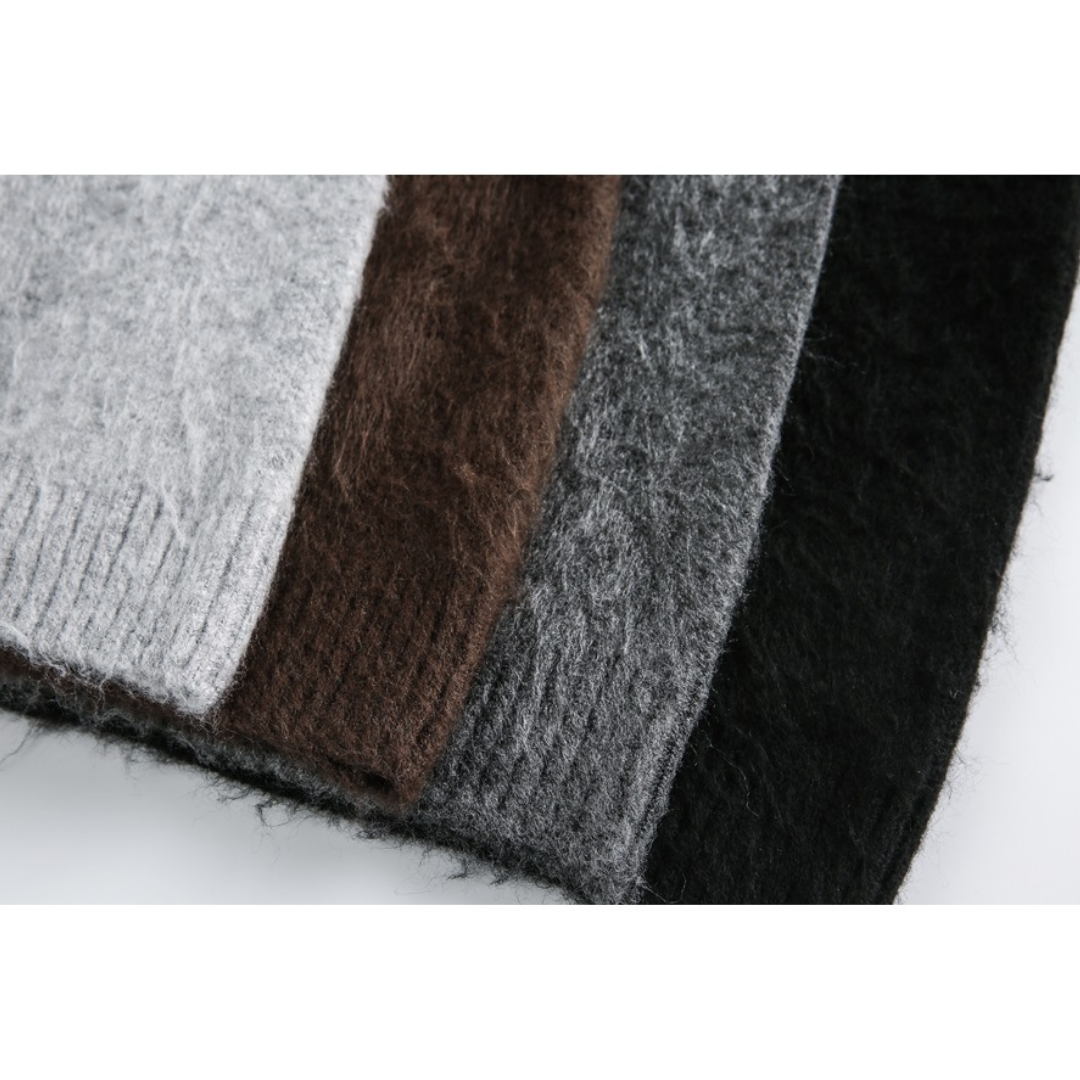 シャギーニット　クルーネック　カーディガン　N940