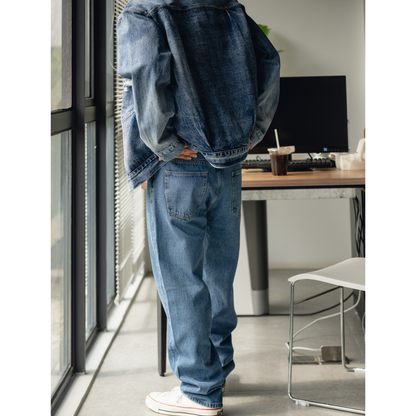 ウォッシュドデニム　ストレートパンツ　N1399
