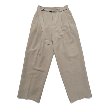 ポリエステル　ベルテッド　ワイドタックパンツ　N298