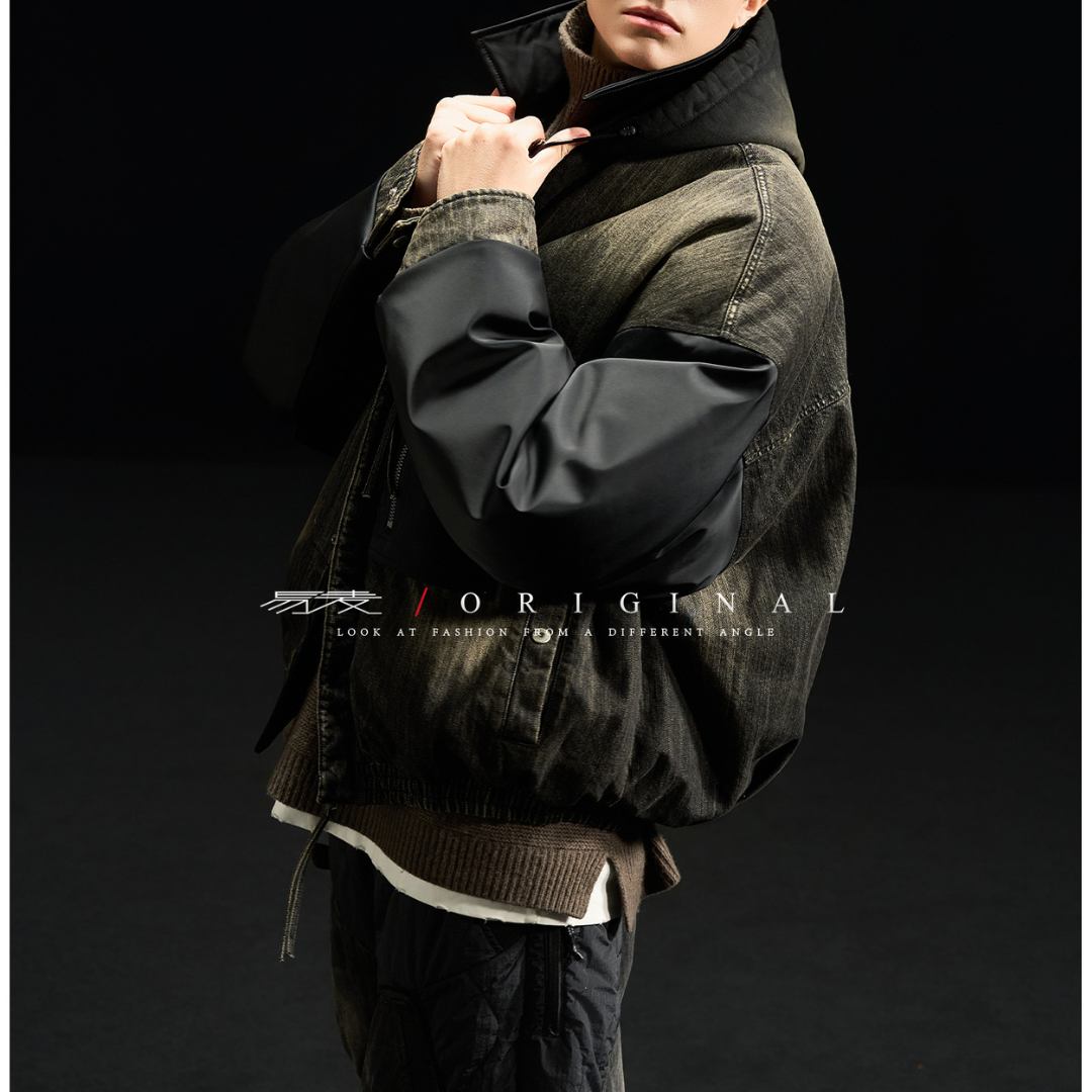 [YMORIGINAL] White Duck Down Denim Layered Jacket N856