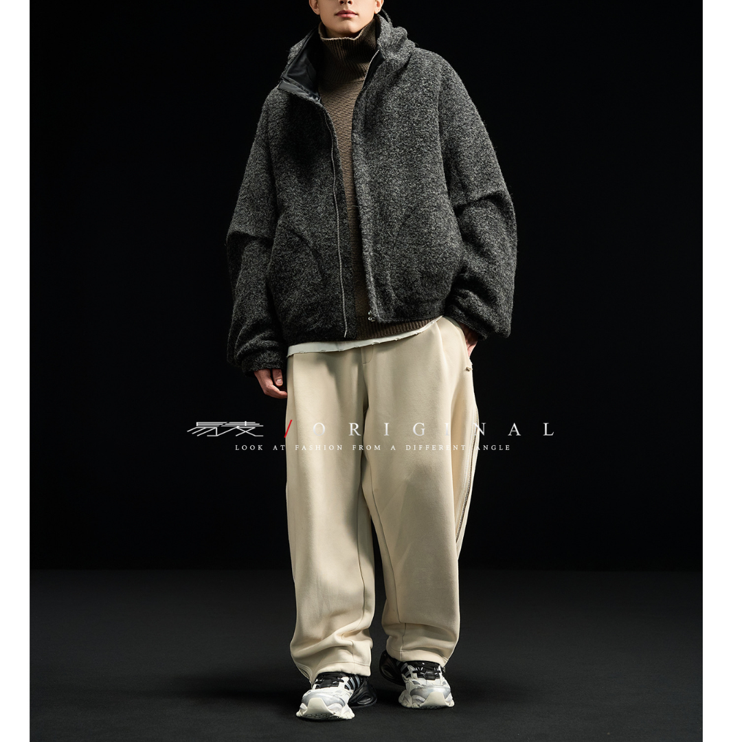 【Y.M.ORIGINAL】ホワイトグースダウン　ツイード　フードジャケット　N845