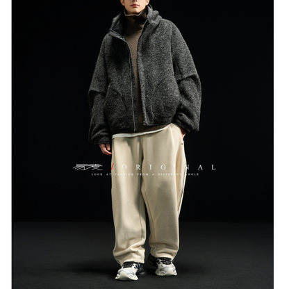 【Y.M.ORIGINAL】ホワイトグースダウン　ツイード　フードジャケット　N845