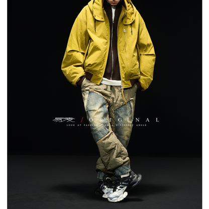 [YMORIGINAL] White Duck Down Detachable Hood/Ribbed Jacket N844