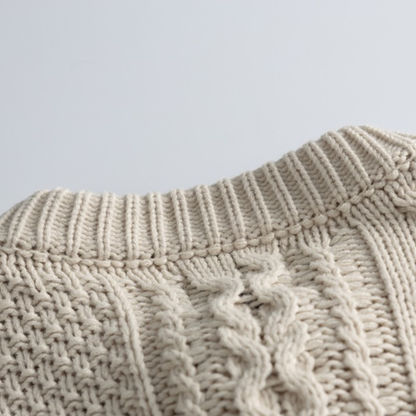 クレイジー ケーブルニット クルーネック カーディガン　N942