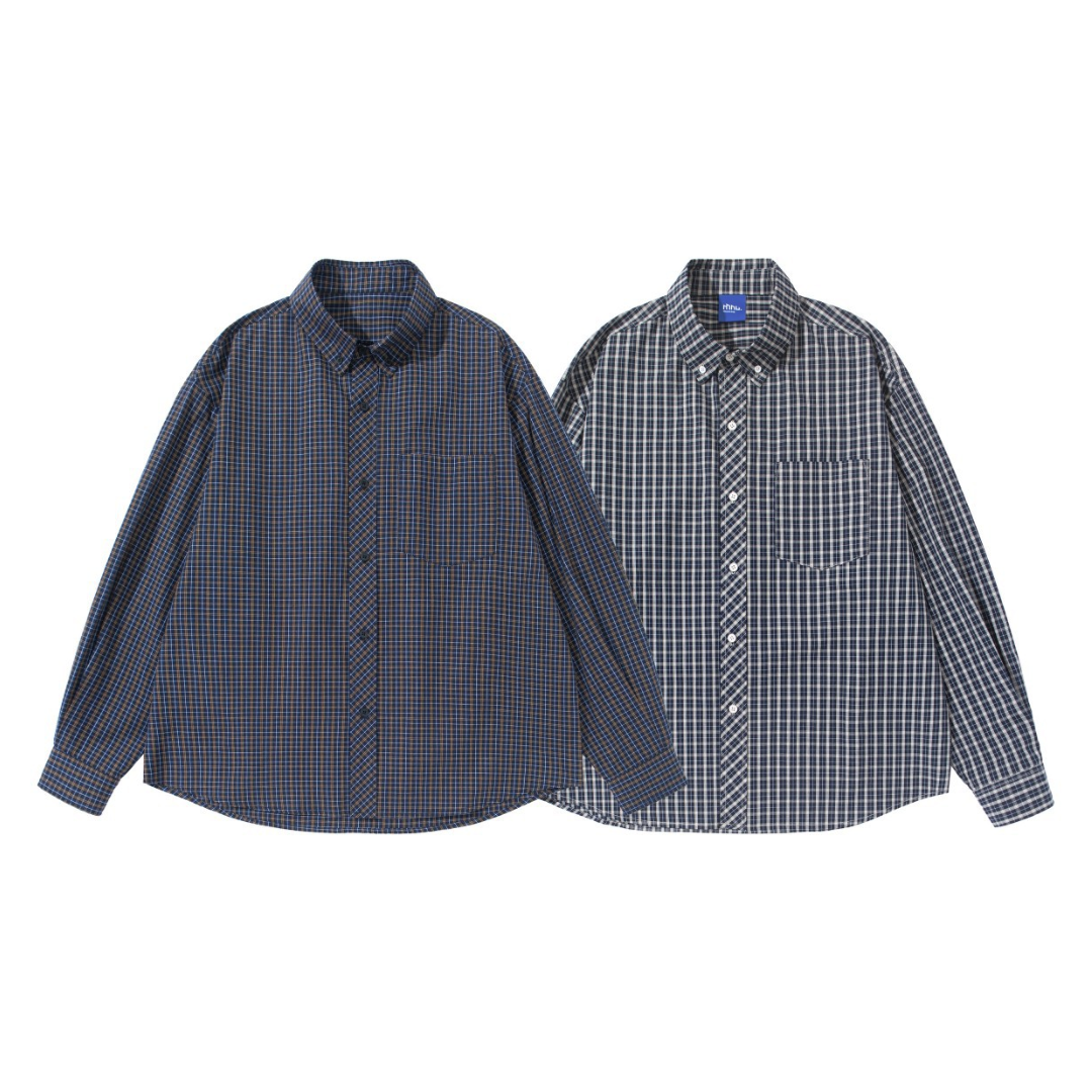モダンチェック　ボタンダウンシャツ　N1035
