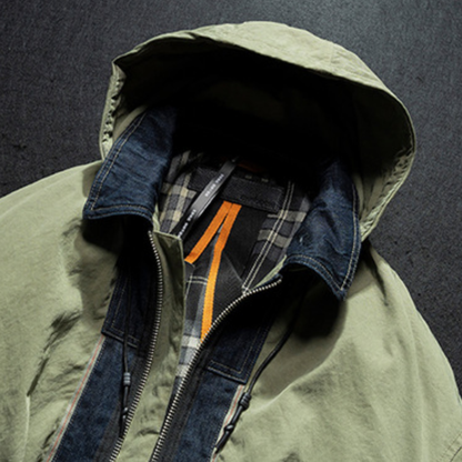 [YMORIGINAL] White Duck Down Denim Layered Hooded Jacket N846