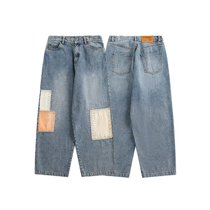 パッチワーク　ブルーデニム　ワイドパンツ　C199