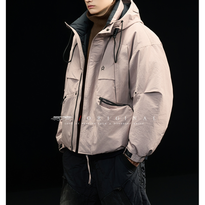 [YMORIGINAL] White Duck Down Zip Pocket Hooded Jacket N852