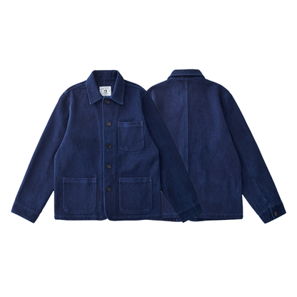 インディゴ染料め　刺し子織り　ジャケット　N1329