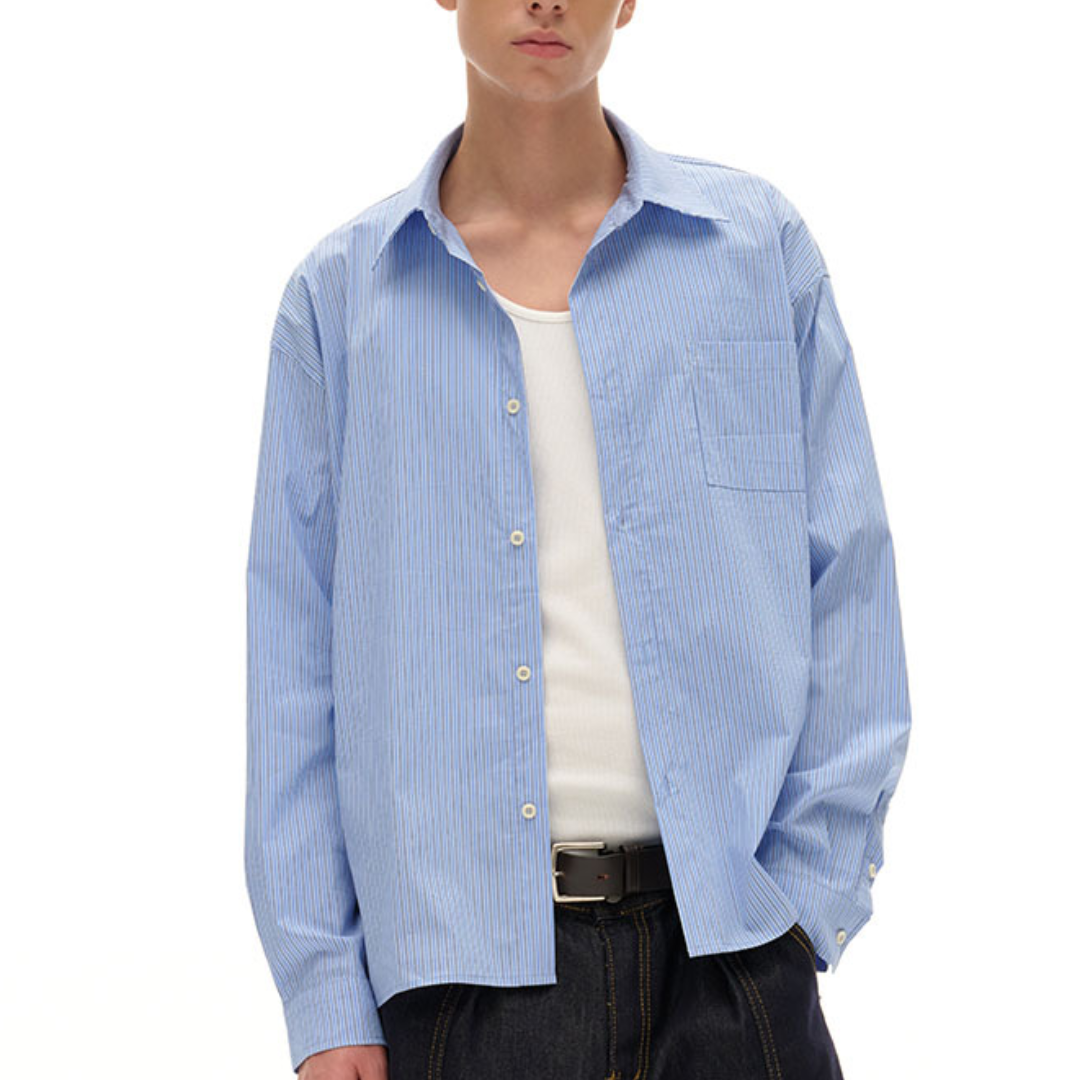 ストレッチ　コットンナイロン　ストライプ　シャツ　N1248