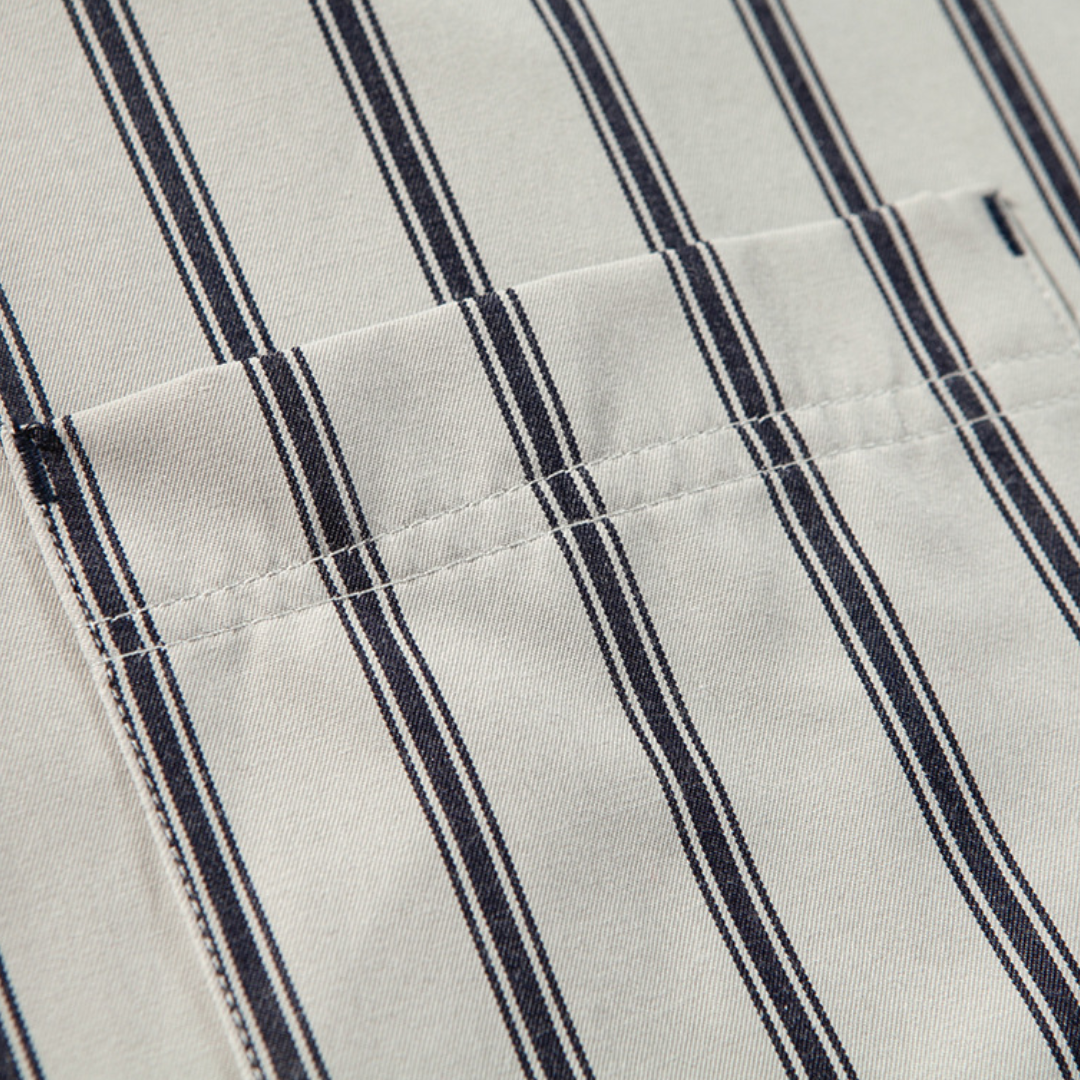 コットンポリ　ダブルストライプ　シャツ　N1277