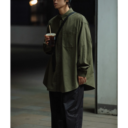 Oversized button-down long sleeve shirt A046