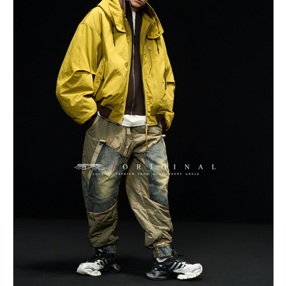 [YMORIGINAL] White Duck Down Detachable Hood/Ribbed Jacket N844