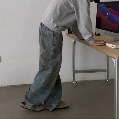 ダメージネック　ハーフジップ　スウェットシャツ　N661
