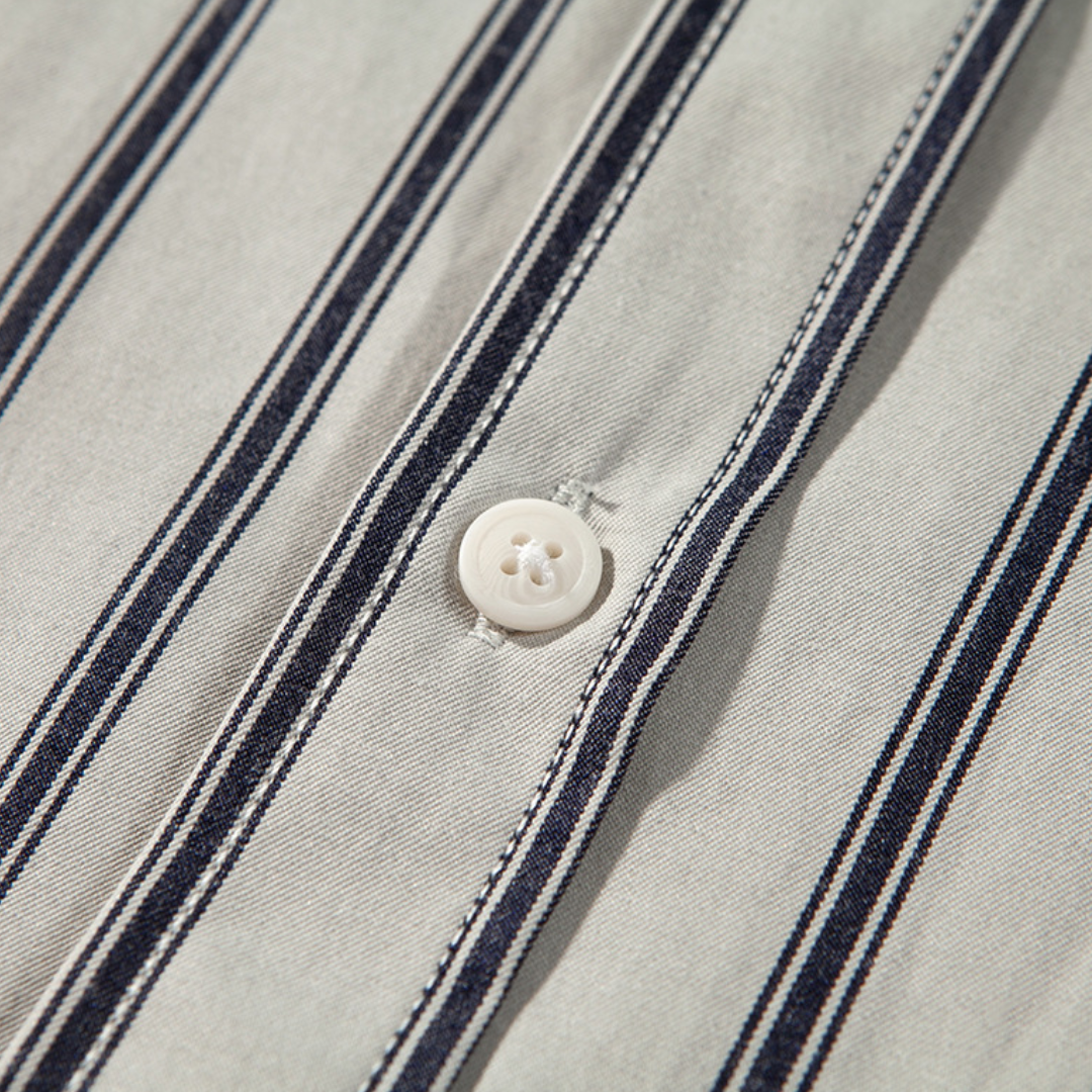 コットンポリ　ダブルストライプ　シャツ　N1277