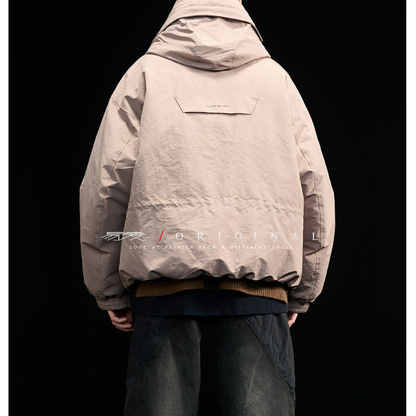 [YMORIGINAL] White Duck Down Zip Pocket Hooded Jacket N852